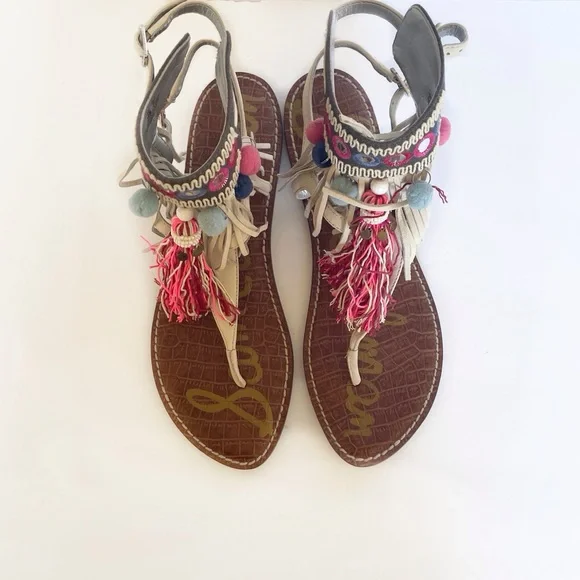 Sam Edelman | Pompom | Embellished | Sandals | Size 10 - Picture 6 of 11